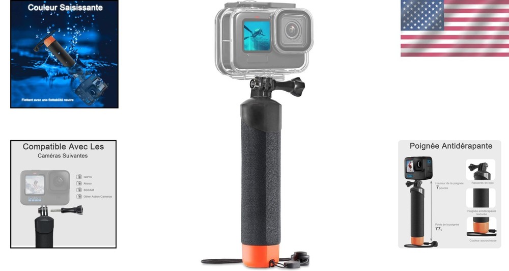 Versatile Waterproof Hand Grip for Action Cameras - Compact & Lightweight Design
