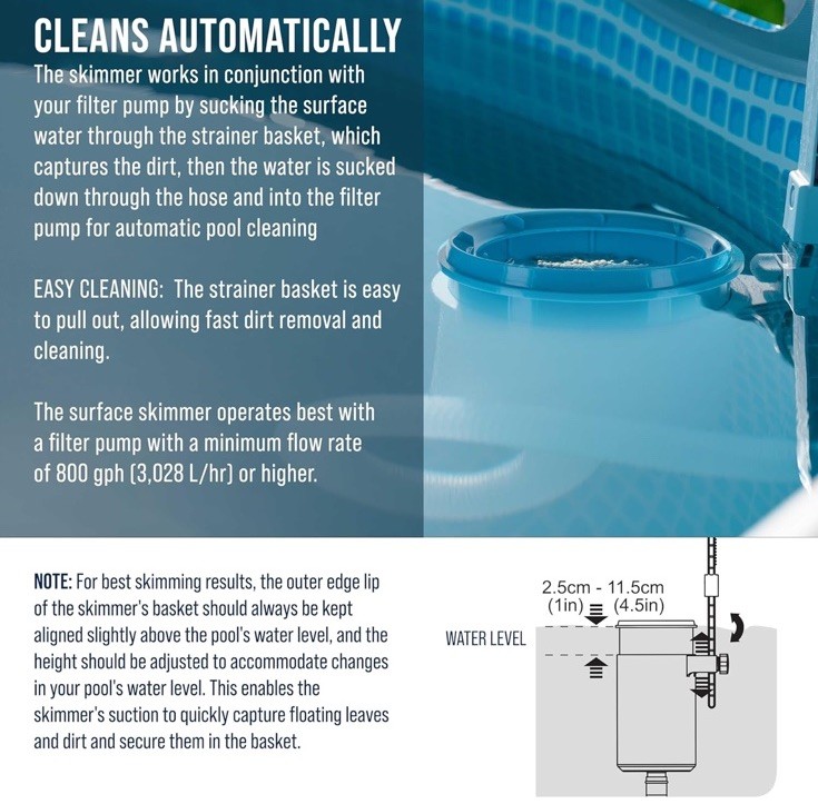 Above Ground Pool Skimmer, Floating Surface Skimmer, Adapters, Pool Accessories