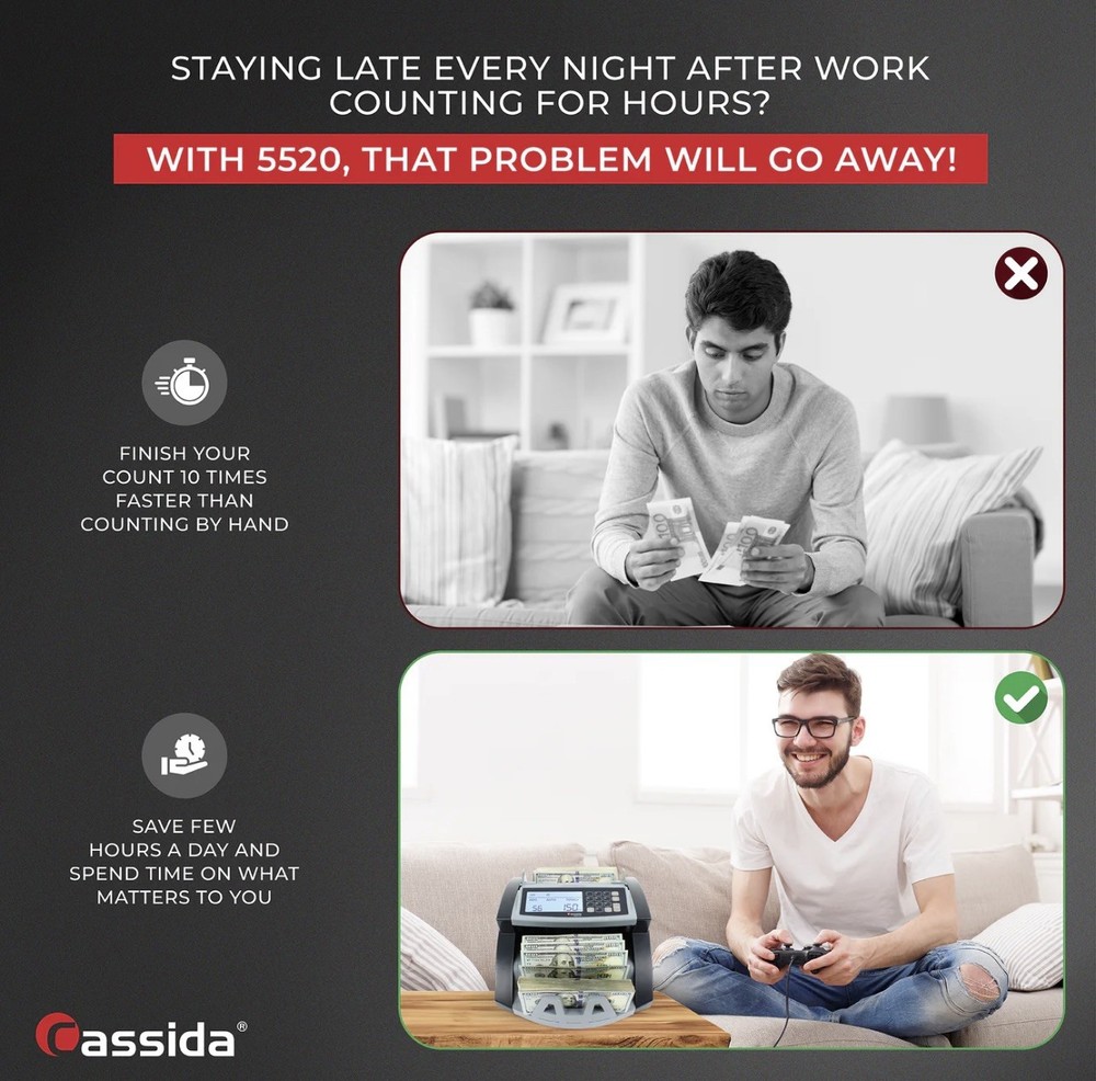 Cassida 5520UV UltraViolet and Magnetic Sensor Counter