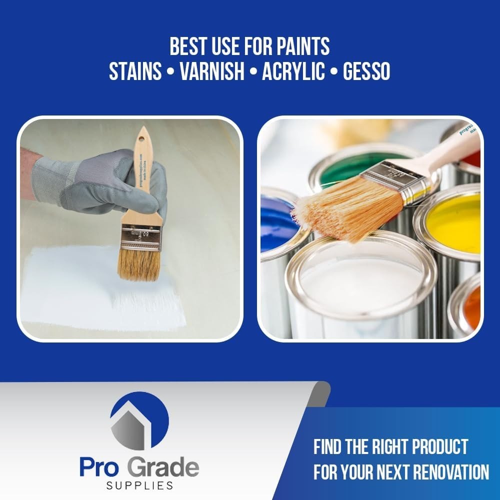 Versatile 24-Piece Paint Brush Set with Solid Wood Handles & Flat Bristles