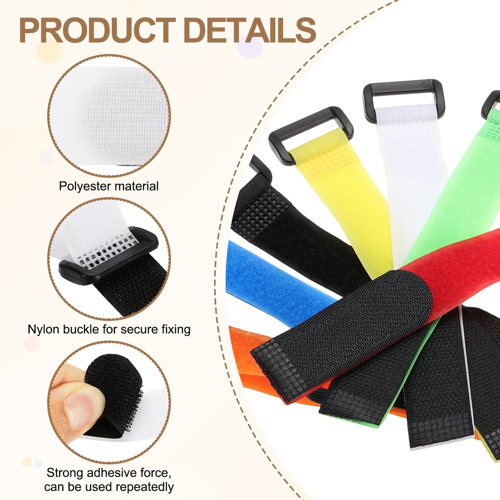 10pcs Reusable Cinch Straps 0.8"x12" Hook and Loop Cable Securing Straps, White