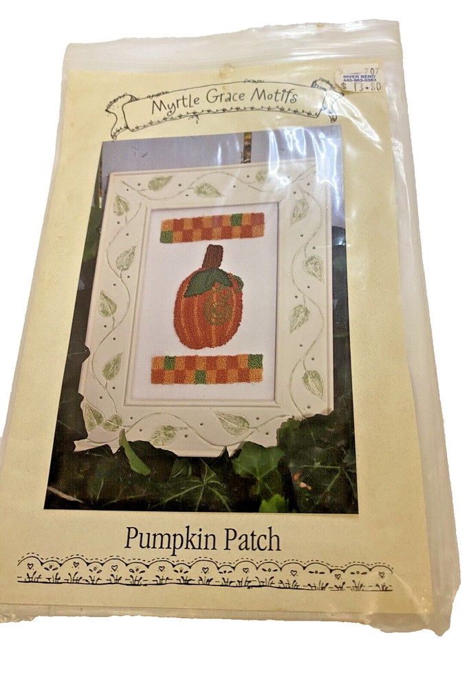 Myrtle Grace Motifs Pumpkin Patch Punch Needle Pattern & Fabric New