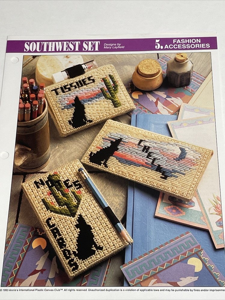 Southwest Set Notepad & Tissue & Checkbook Holder Annie's Plastic Canvas Pattern