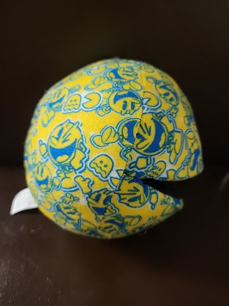 Pac Man 4.5" Yellow & Blue Stuffed Ball Plush