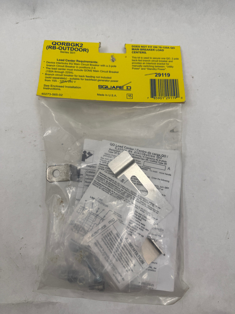Square D QORBGK2 NIB QO Generator Interlock Kit See Pics #B23