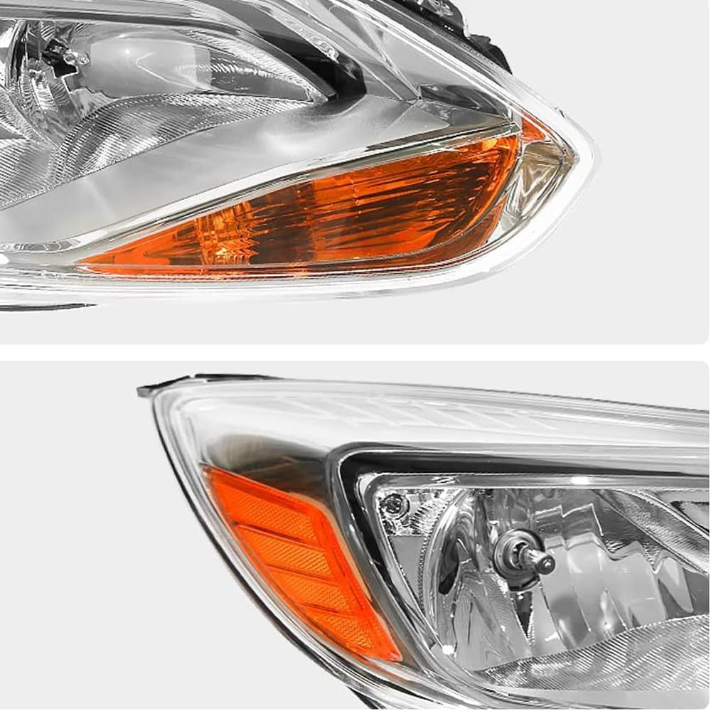 Headlights Assembly Pair with Bulbs for 2012 2013 2014 Ford Focus Halogen Headla
