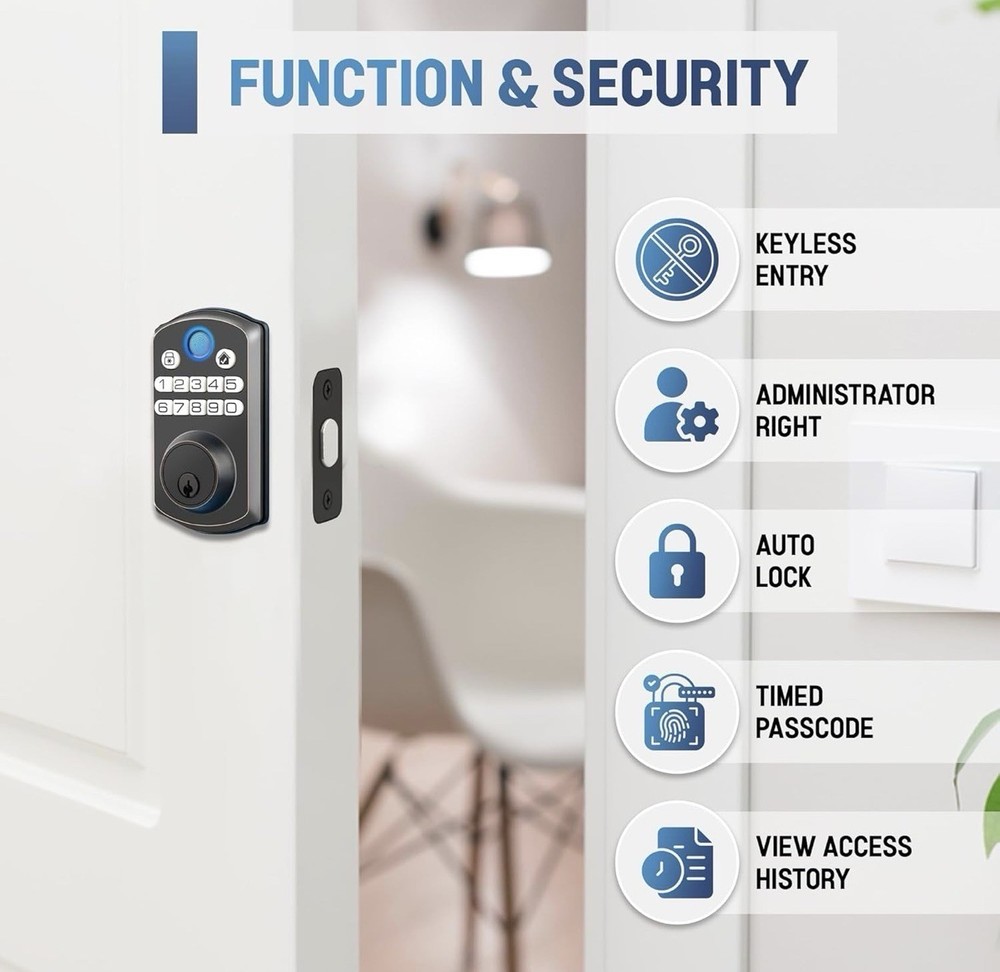 Locsmart fingerprint Door Lock Control Keyless Deadbolt AUTO LOCK