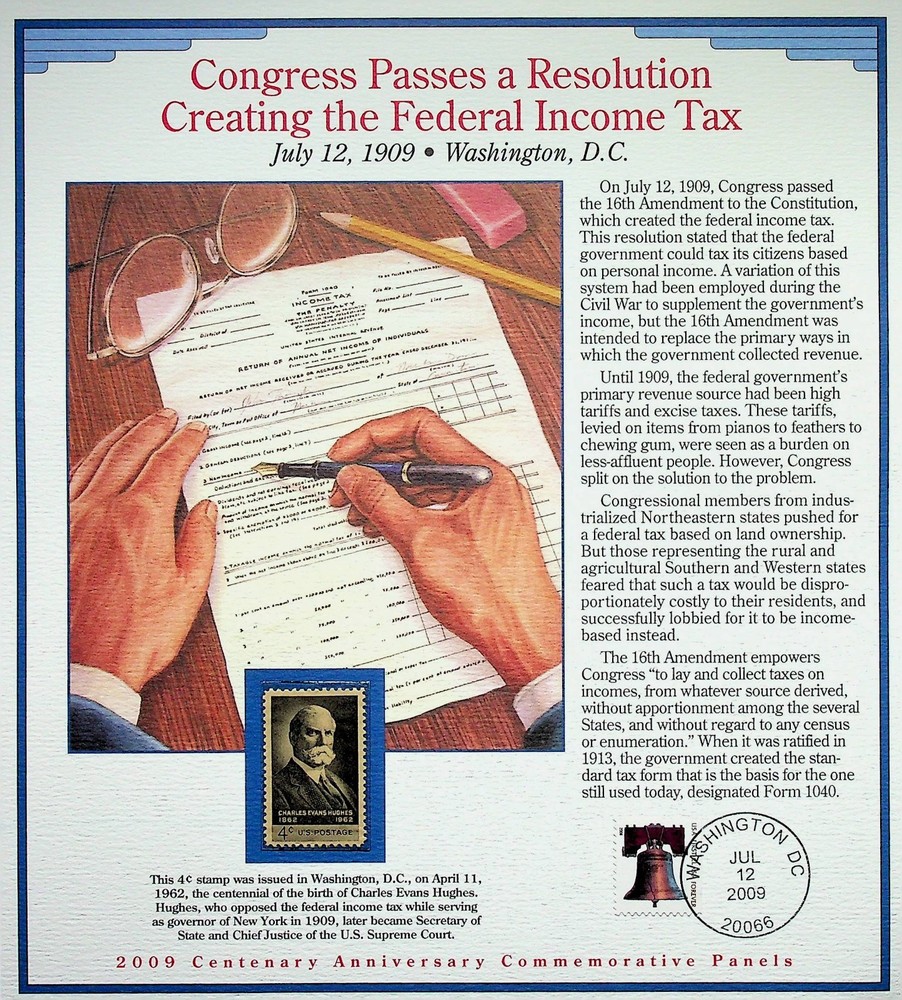 Federal Income Tax Creation Stamp Panel • 2009 Centenary Commemorative