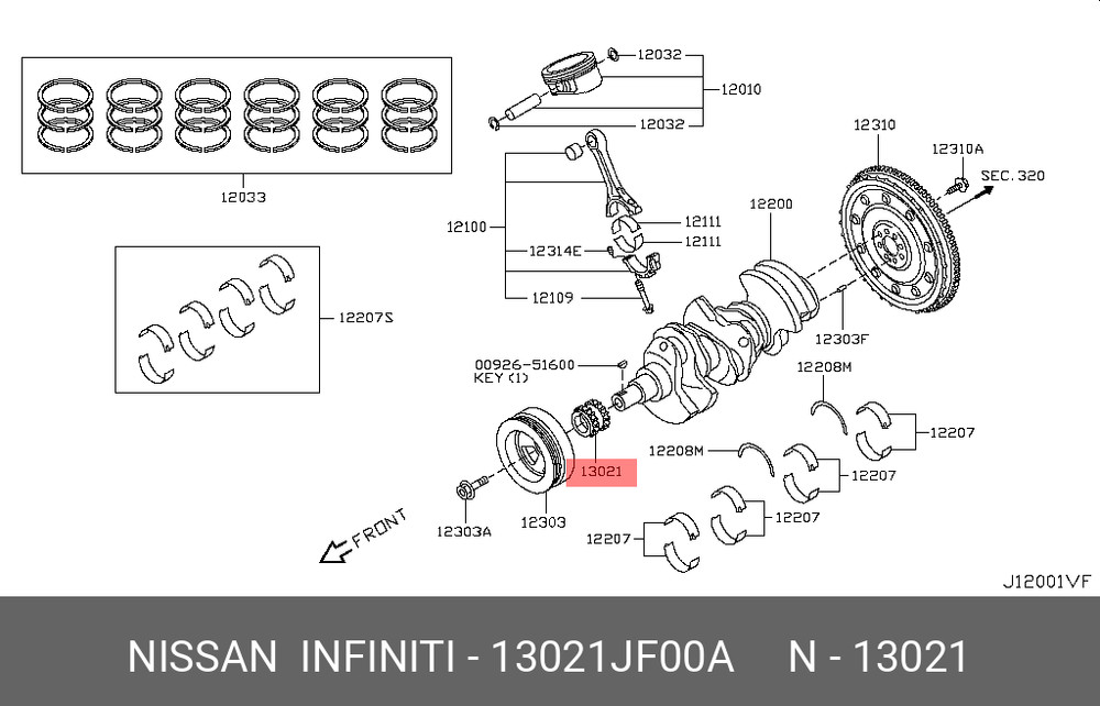 NISSAN genuine 13021JF00A SPROCKET CRANK SHEAR SHIFT 13021-JF00A