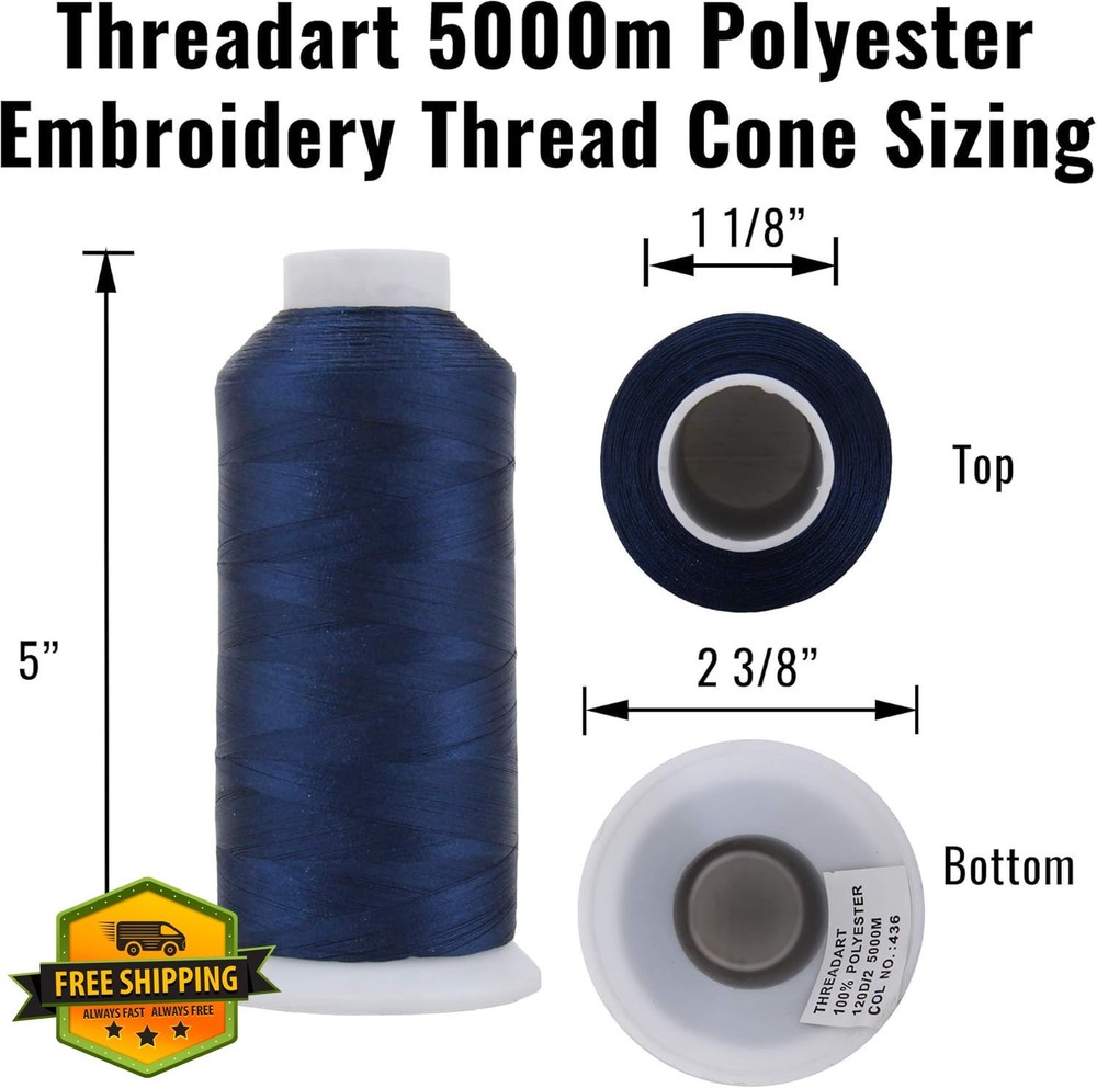 Threadart Polyester Embroidery Thread 5000M Yellow No. 154