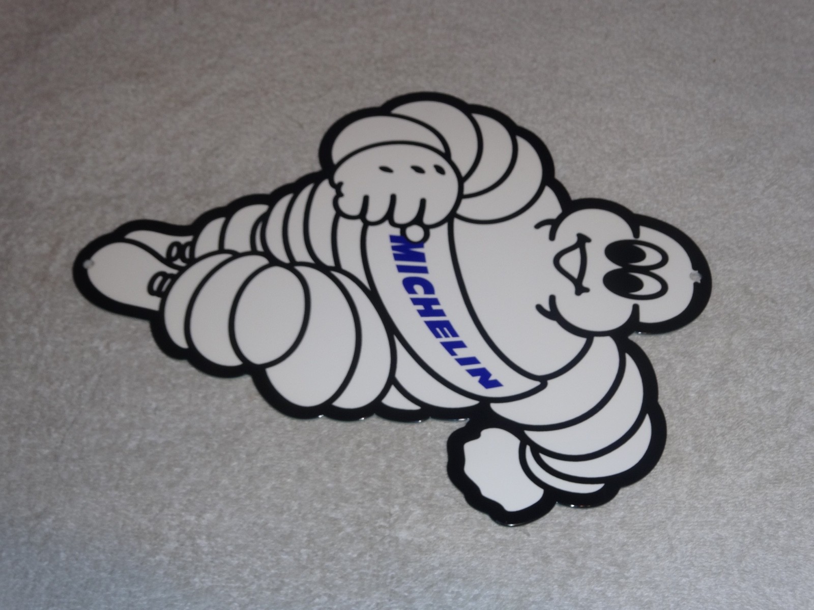 VINTAGE MICHELIN MAN TIRES BIBENDUM TIRE 12" PORCELAIN METAL GASOLINE OIL SIGN!