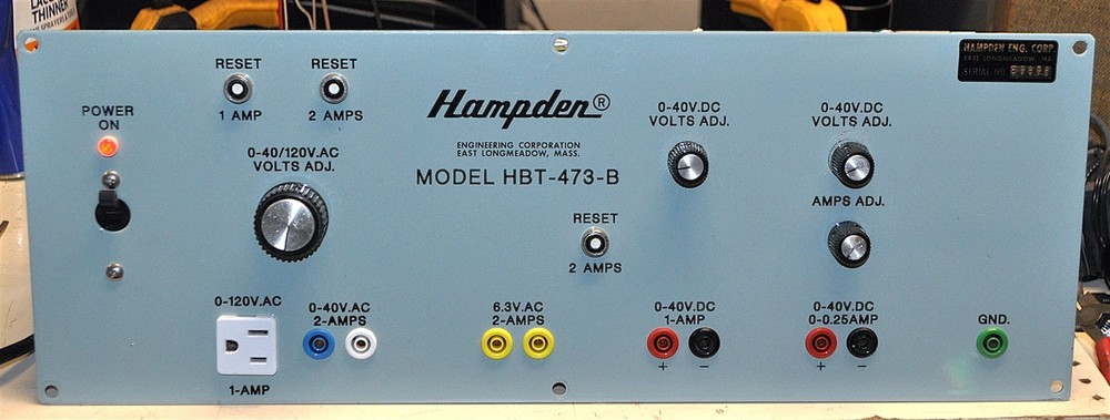 HAMPDEN MODEL HBT-473B AC/DC ADJUSTABLE POWER SUPPLY SCHOOL SURPLUS GOOD