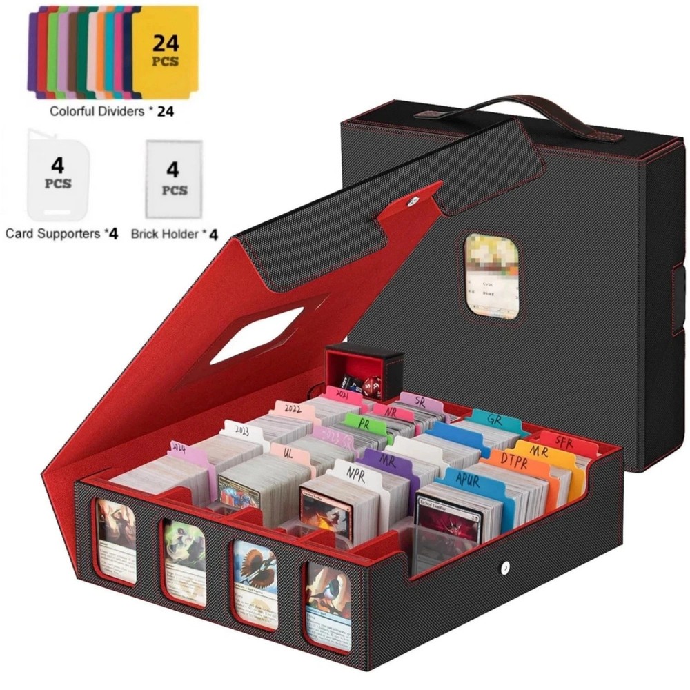 Trading Card Storage Box for 3200+, Leather Storage Box with Strong Closure