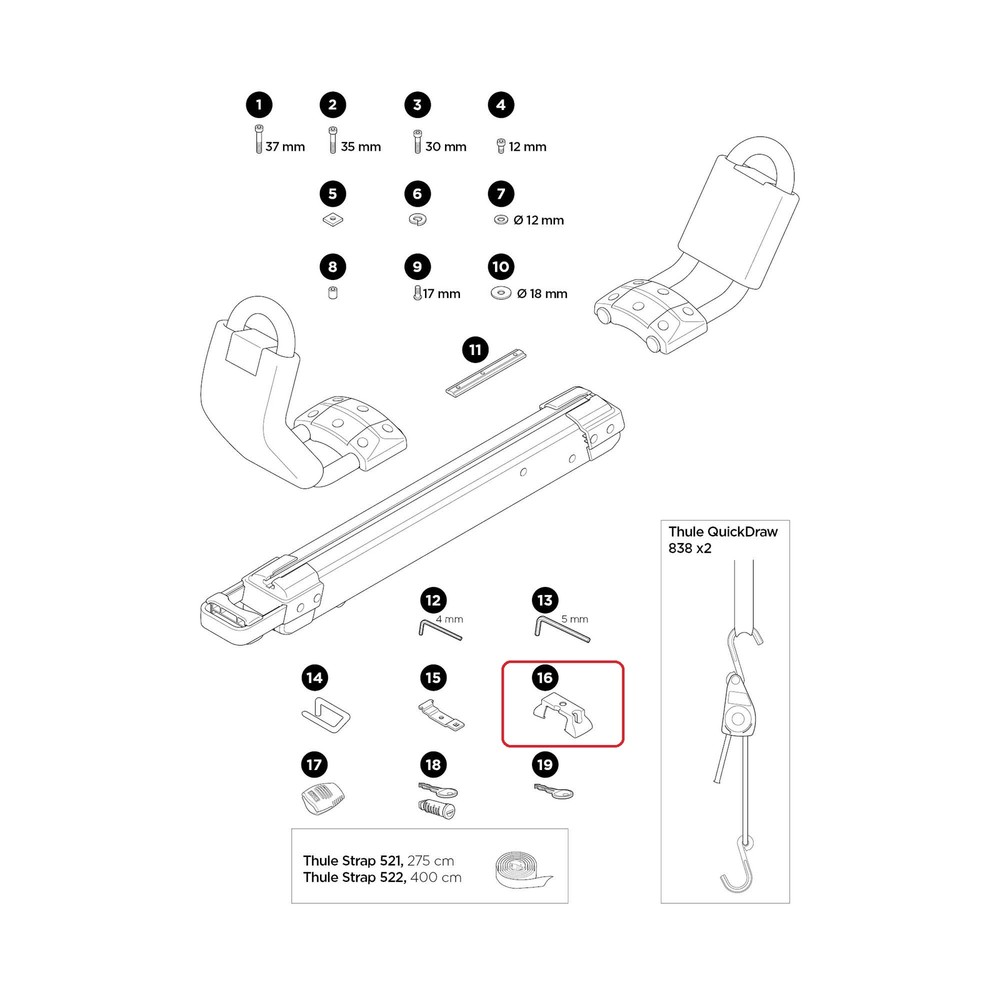 Thule Cover Bracket 898 for Hullavator Pro 52645