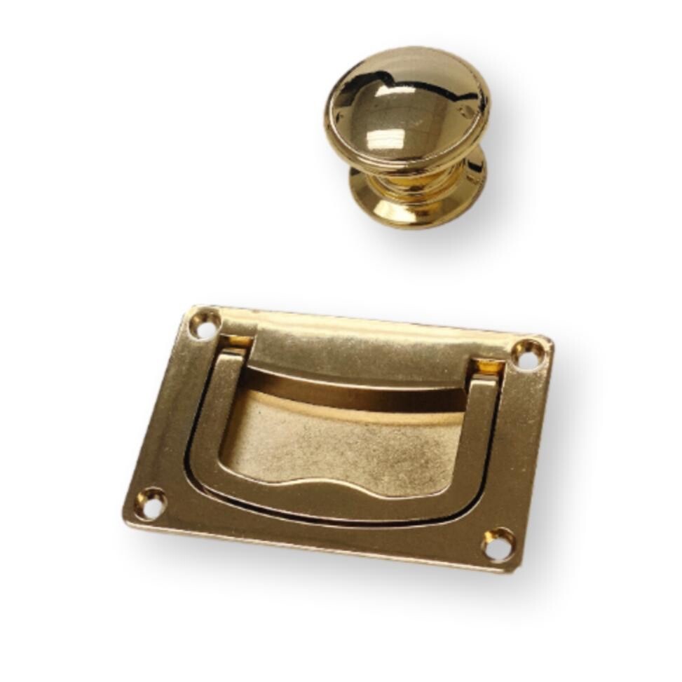 Brass Campaign Style Drawer Pull Cabinet Knob Plain Recessed Drawer Pull