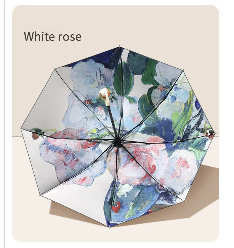 8 bones three-fold hand open vinyl double-layer umbrella parasol han