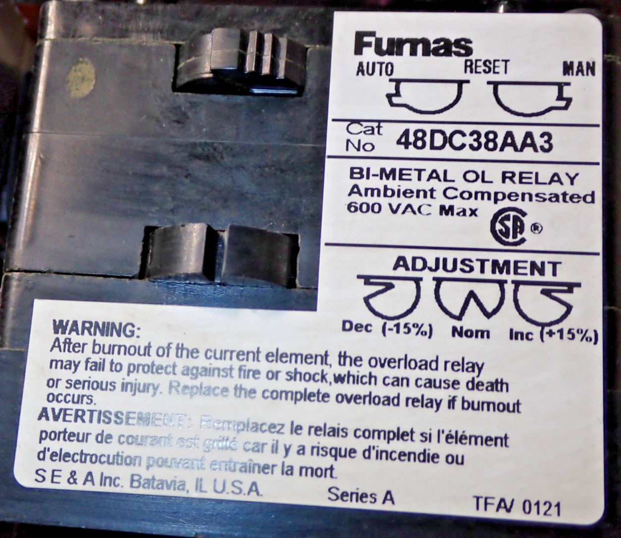 Furnas 14DP32A*81 Size 1 Starter 27 Amp 600VAC w/ 75D73070F 120 Coil TESTED S935