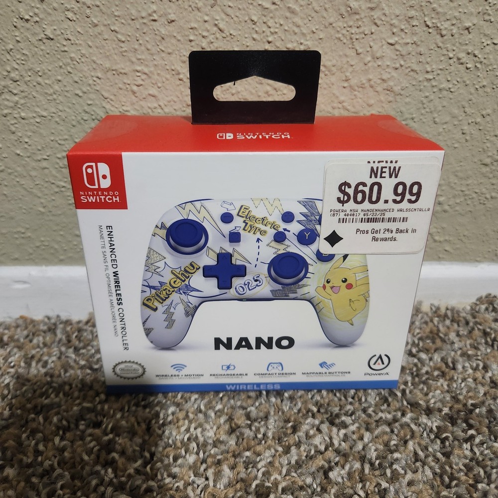 POWER A NANO ENHANCED WIRELESS Switch Controller (POKEMON PIKACHU) Brand New
