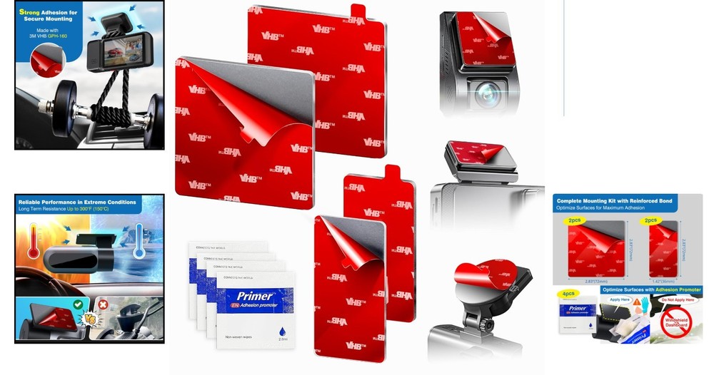 High-Bond Double-Sided Adhesive Pads for Windshield - Ultimate Dash Cam Support