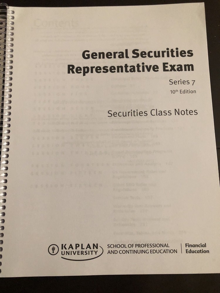 Kaplan General Securities Representative Exam Series 7 10th Ed Class Notes Plus!
