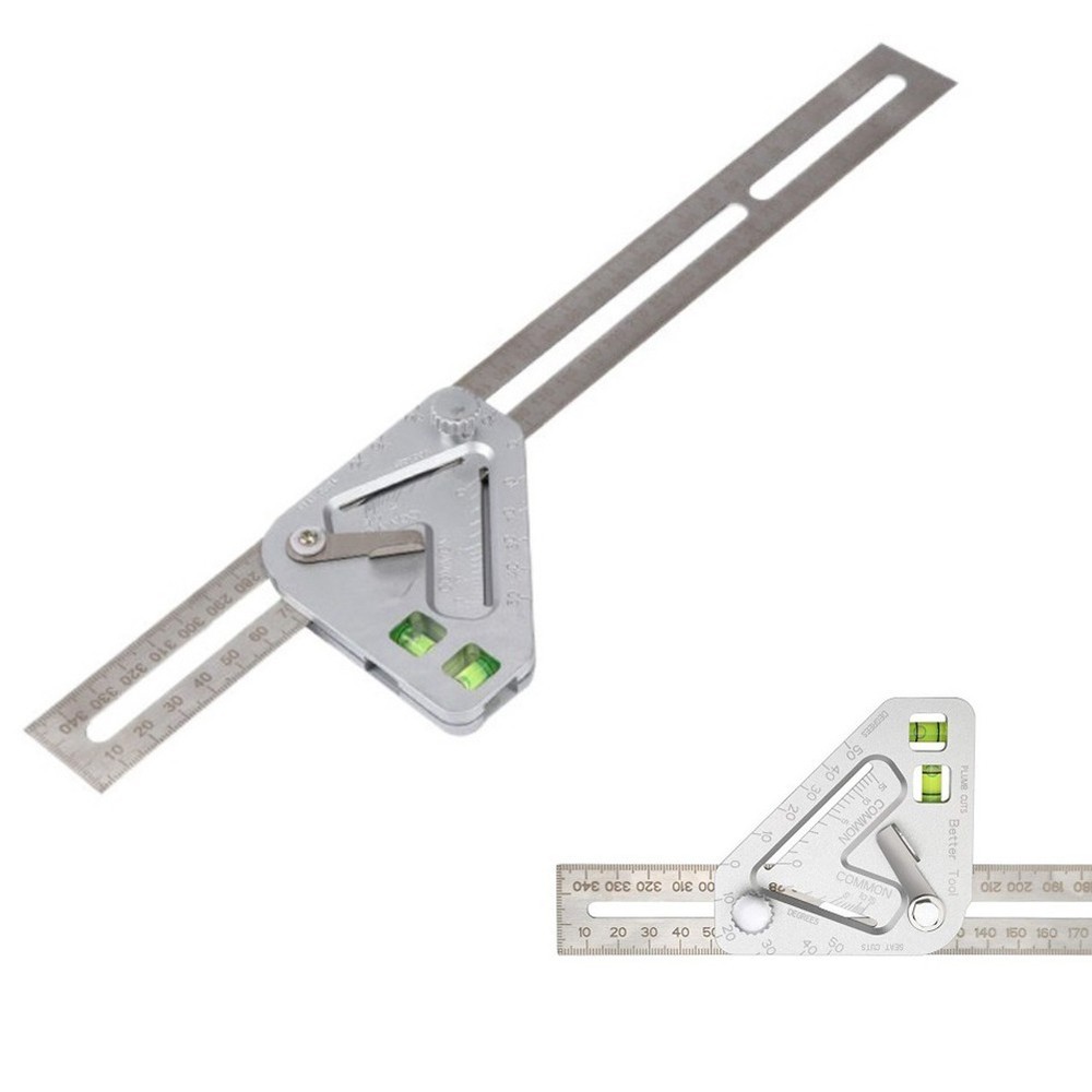Professional Woodworking Triangle Angle Measurement Ruler Level and Protractor