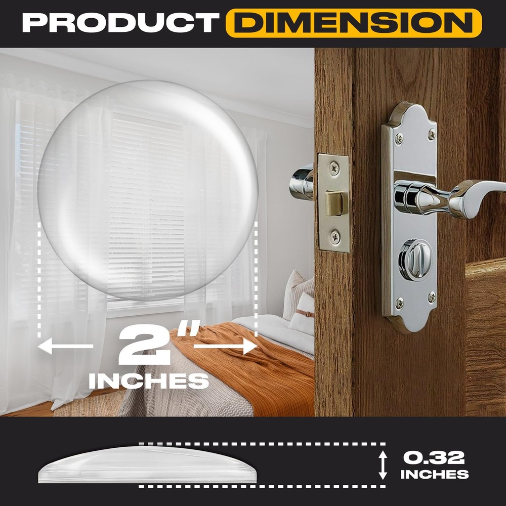 Strongest Door Stoppers for Wall 2" (8 Pack) - Self Medium Pack), Clear