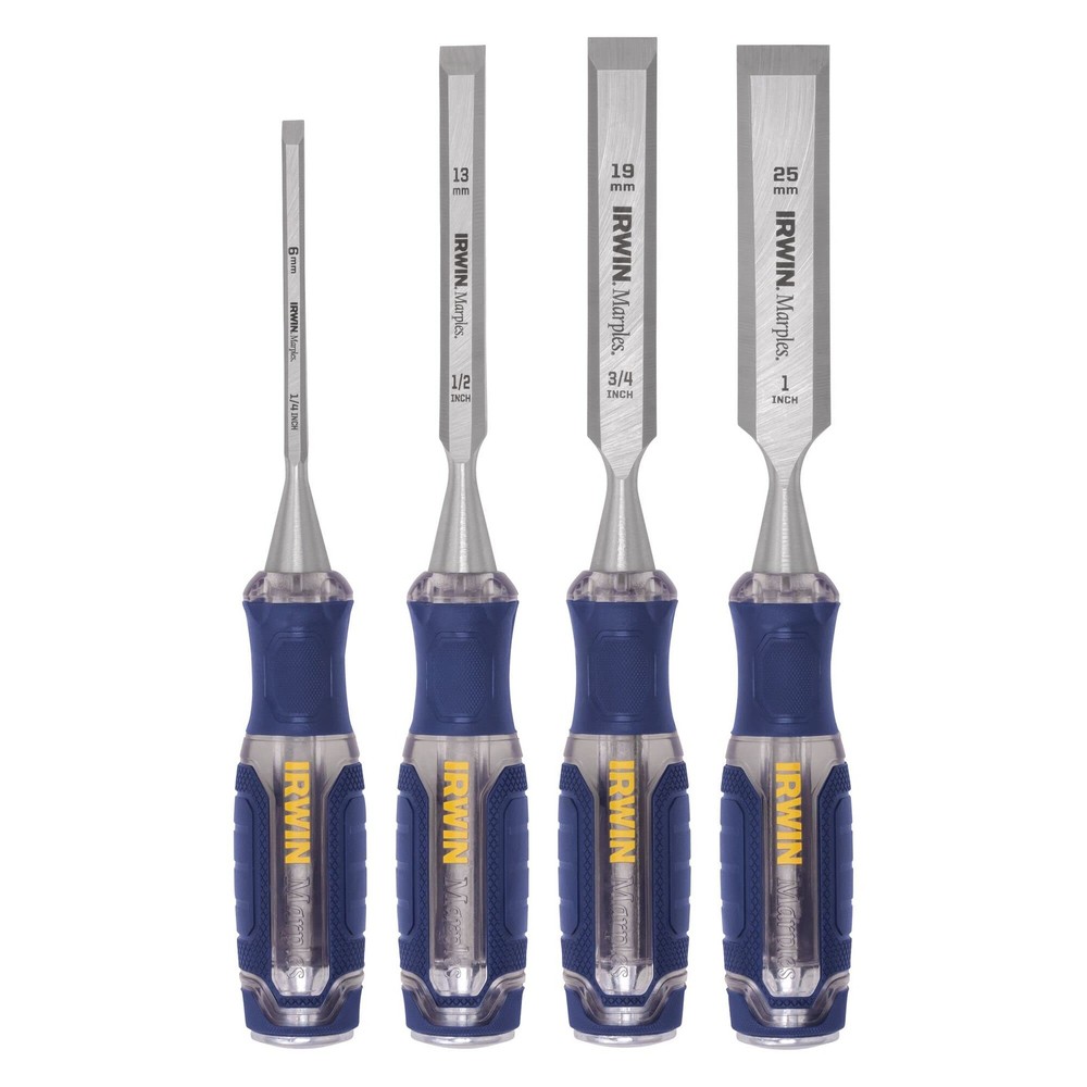 IRWIN Marples Wood Chisel Set, 4-Pack, Extra-Long Strike Cap, Durable