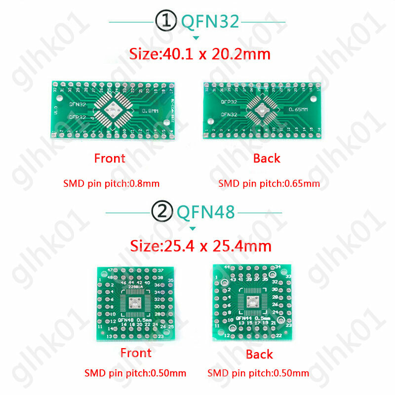 QFN32 44 48 to DIP Adapter PCB Board Converter QFN QFP PQFP LQFP HTQFP SMD