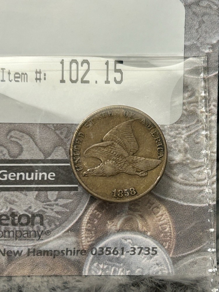 1858 LL Large Letters Flying Eagle Cent Fine Very Fine