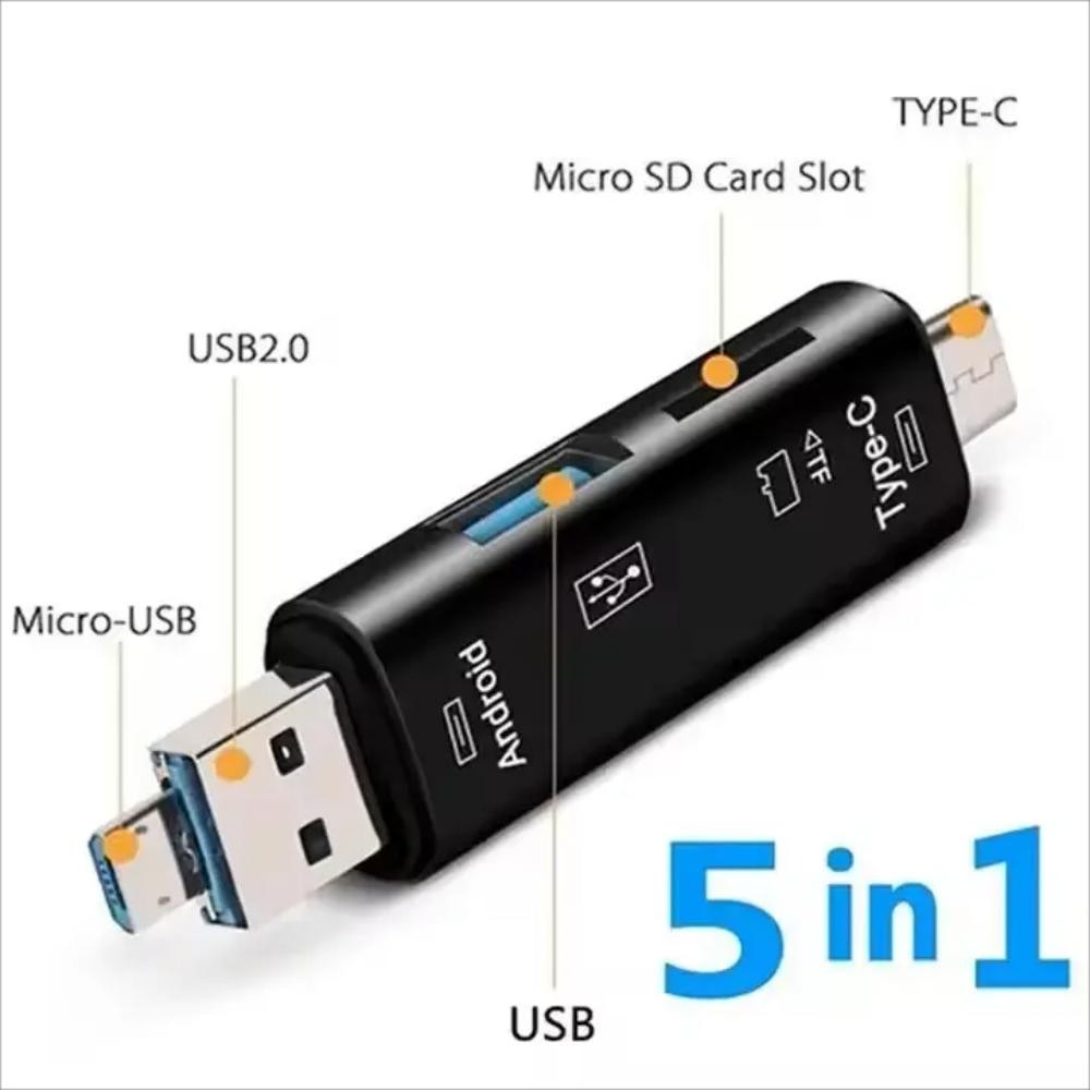 5 in 1 USB 2.0 Card Reader Type C Micro USB OTG SD TF for Android PC & Laptop
