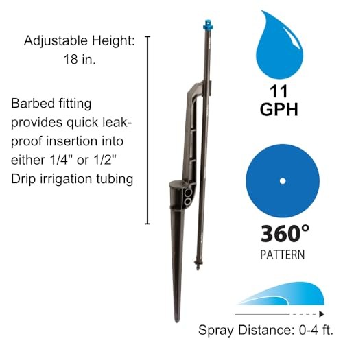 MSFFSTKX Drip Irrigation Close Coverage Fan Spray on Riser Stake, 360° Full