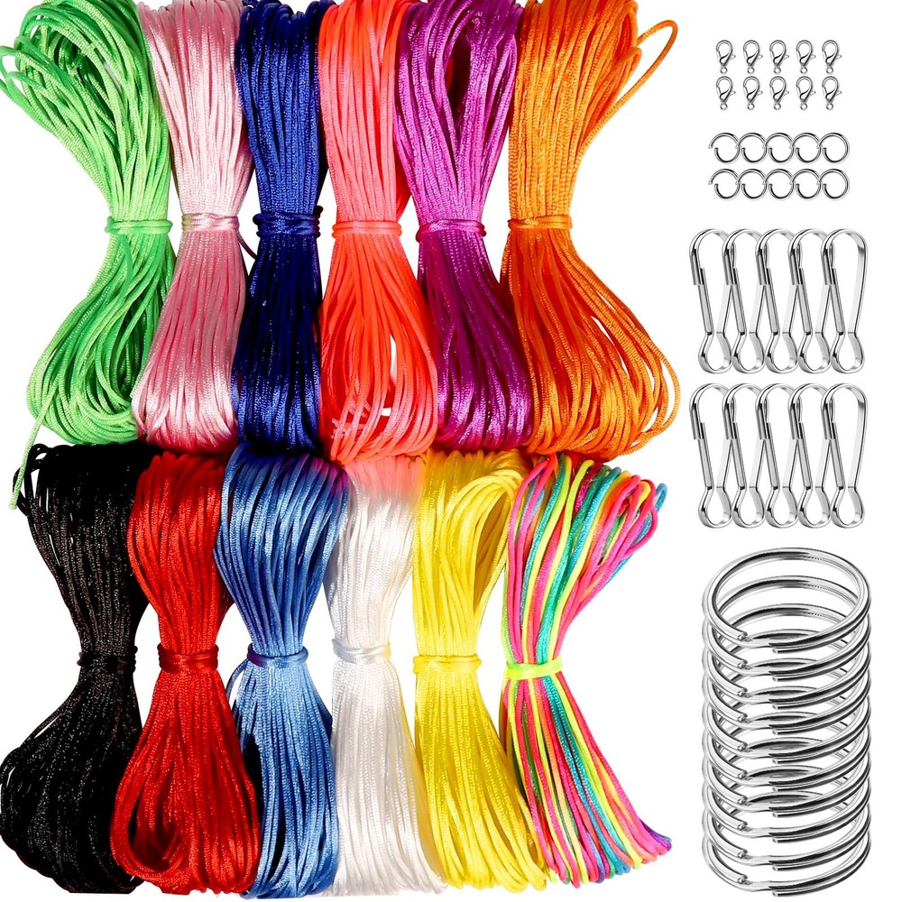 FDNDAMEI 12 Colors Nylon String for Bracelets, Waxed Multicolor