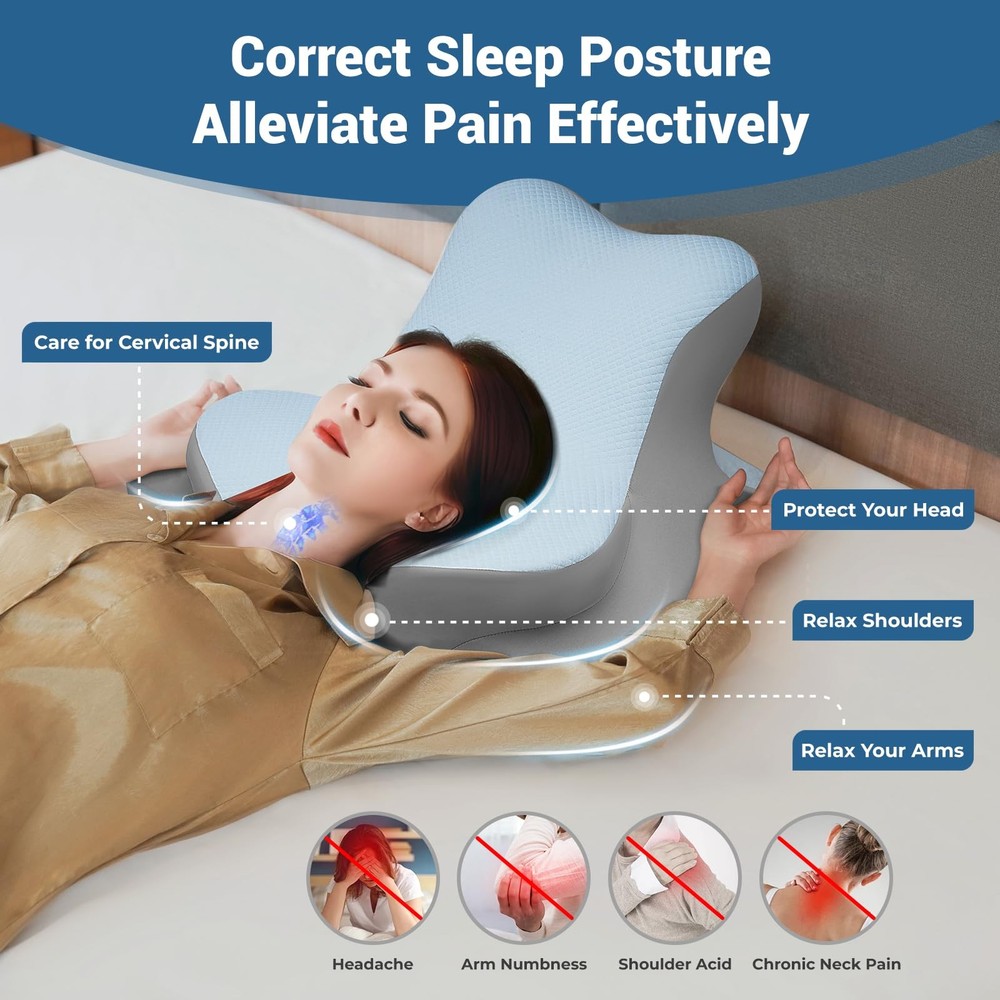 Reading Pillow for Bed, Lying, Leaning and Prone, Ergonomic Memory Foam Bed W...