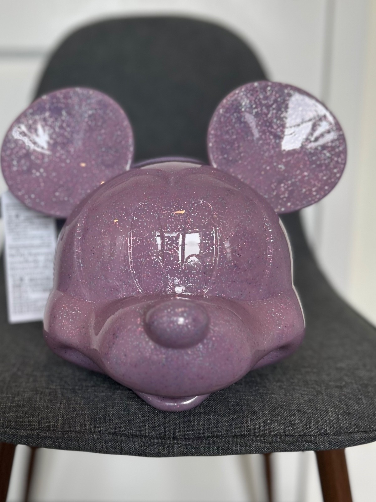Disney Parks Loungefly Mickey Mouse 3D Head Purple Glitter Crossbody Bag NEW