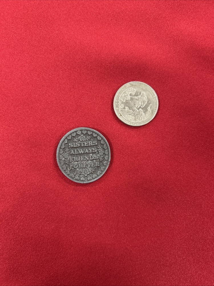 Sisters Always Friends Forever Grey Pocket Token With Message