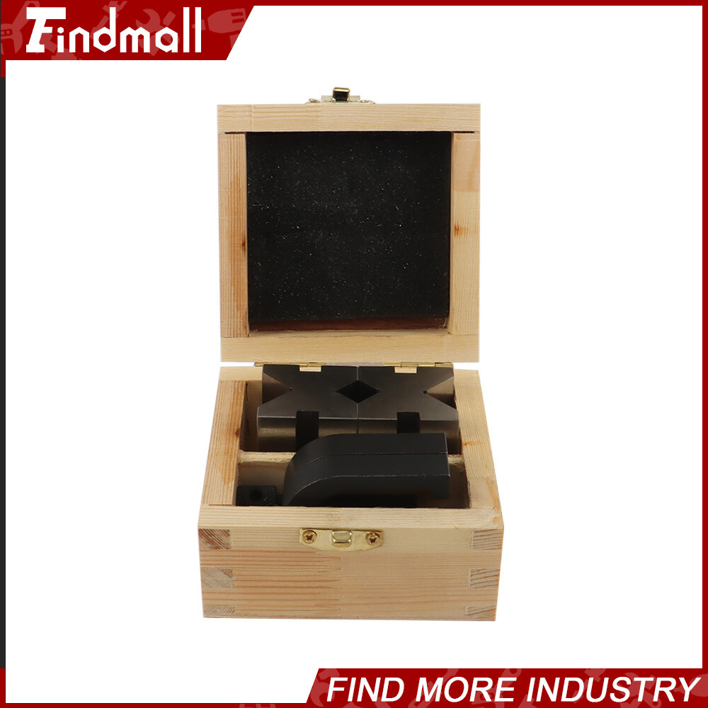 Findmall 1-5/8" x 1-1/4" x 1-1/4" V-Block and Clamp Set Hardened Steel 90 Degree
