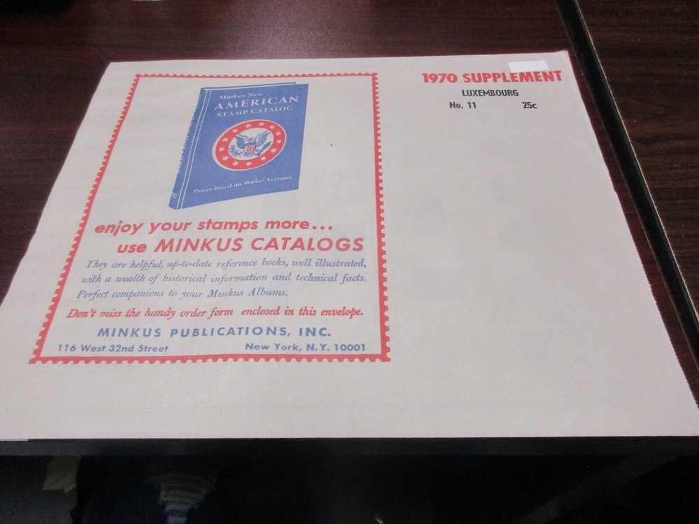 "MINKUS" 1970  SUPPLEMENT  LUXEMBOURG  #11  W/FREE SHIPPING!!!