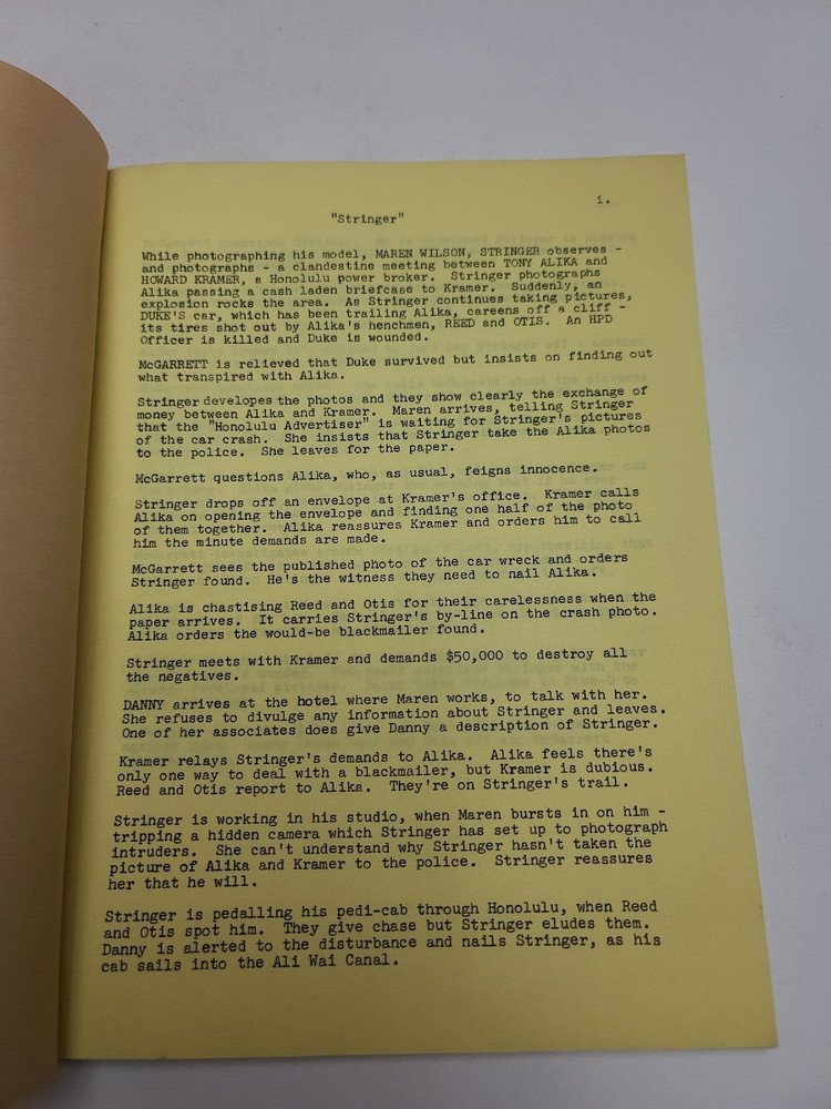 HAWAII FIVE-O / Robert Janes 1978 TV Script, Paul Williams "Stringer"