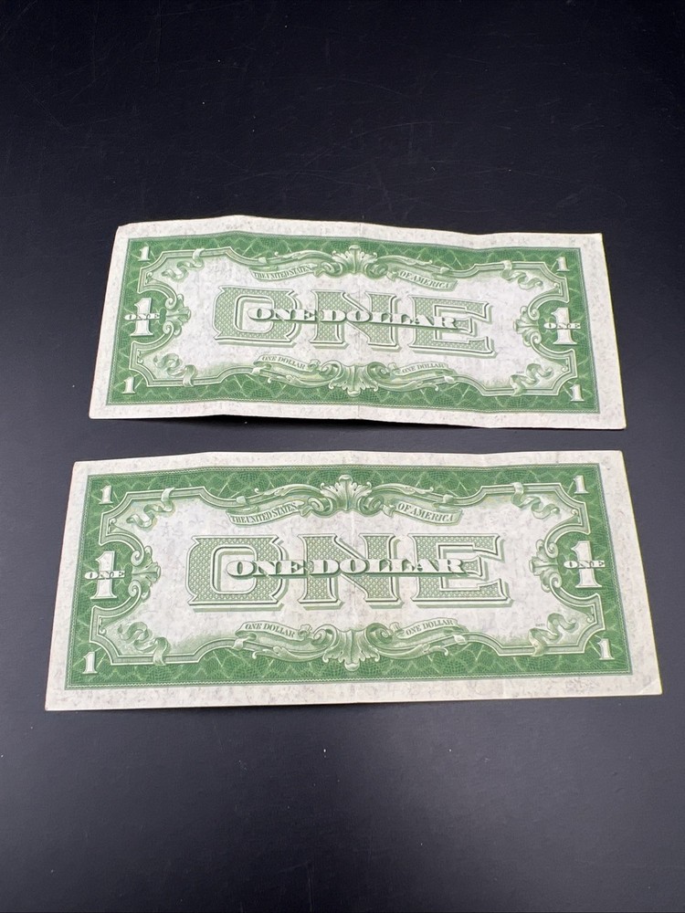 2 Consecutive 1934 $1 One Dollar Silver Certificates Funny Back Notes CH VF #92