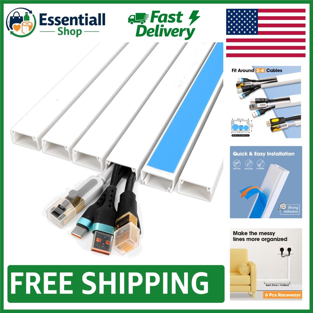 Self-Adhesive 87in Cord Covers - Safe, Cuttable and Paintable Raceway Solution