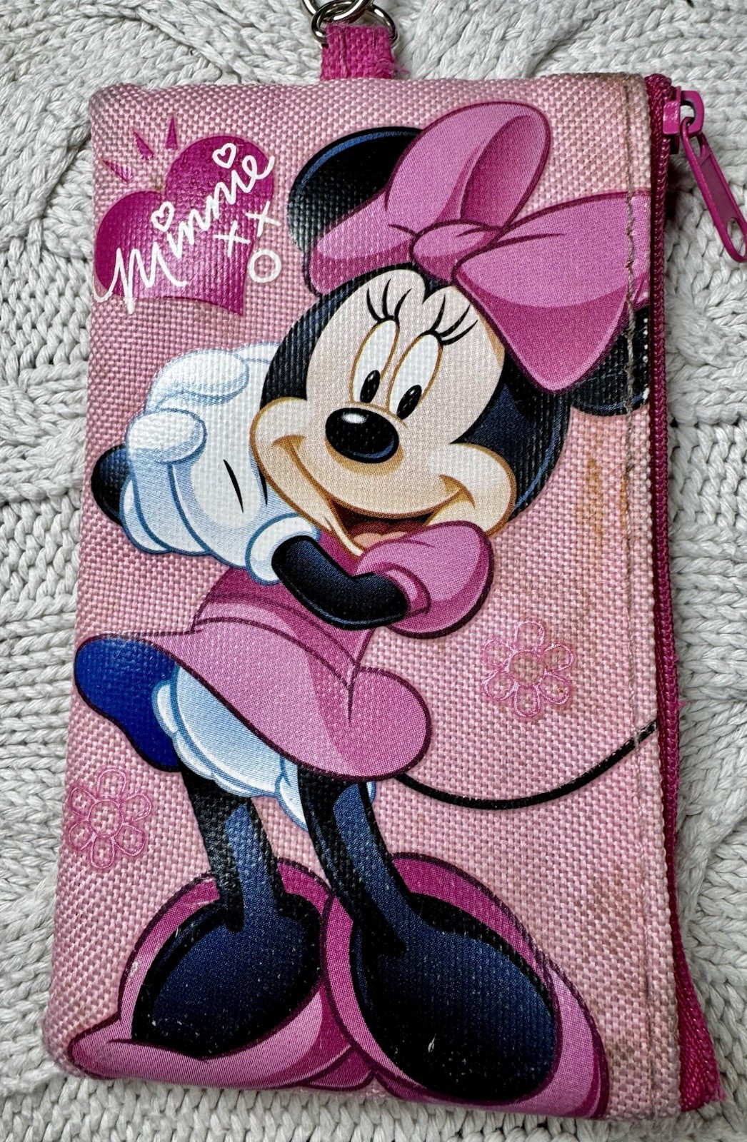 Disney Minnie Mouse Pink Small Wallet Lanyard Pouch Bag Case Accessory #1626