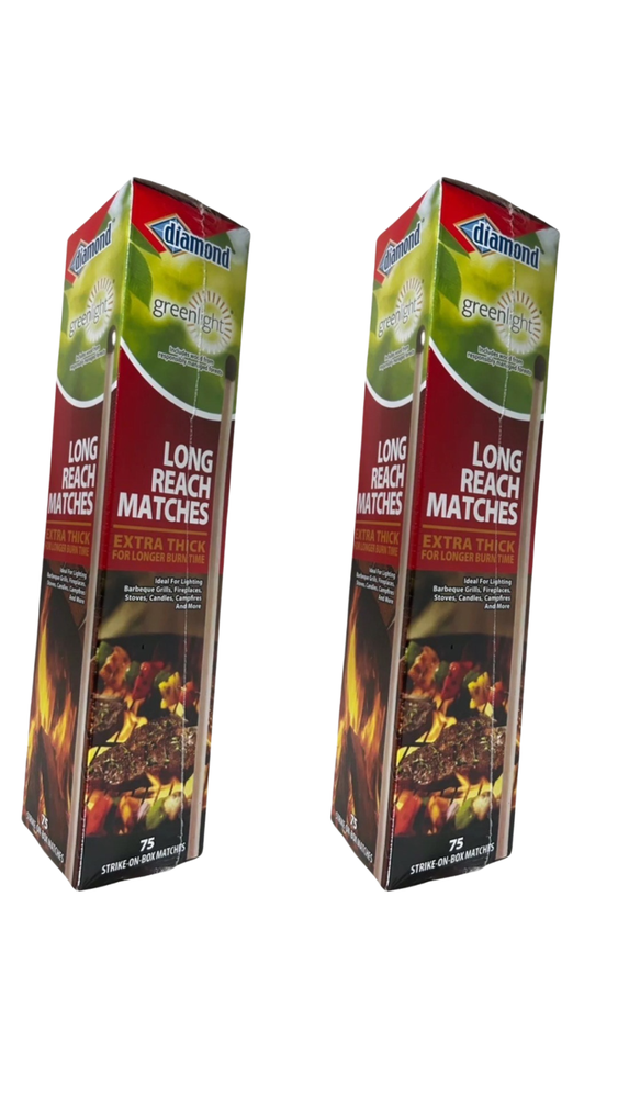 Diamond Greenlight Long Reach Matches Extra Thick, 75-count Each (2 Pack)
