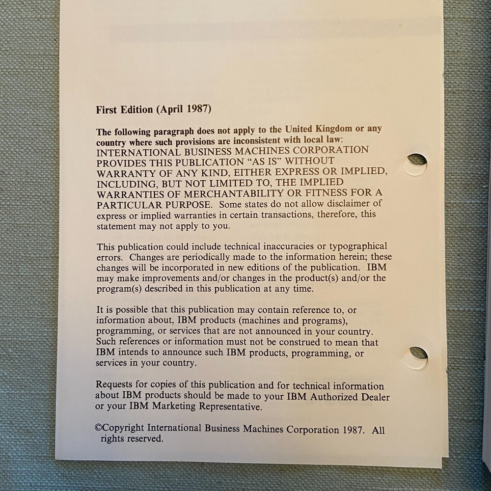 IBM Disk Operating System Version 3.30 Reference 1st Ed. 1987 Programming Family