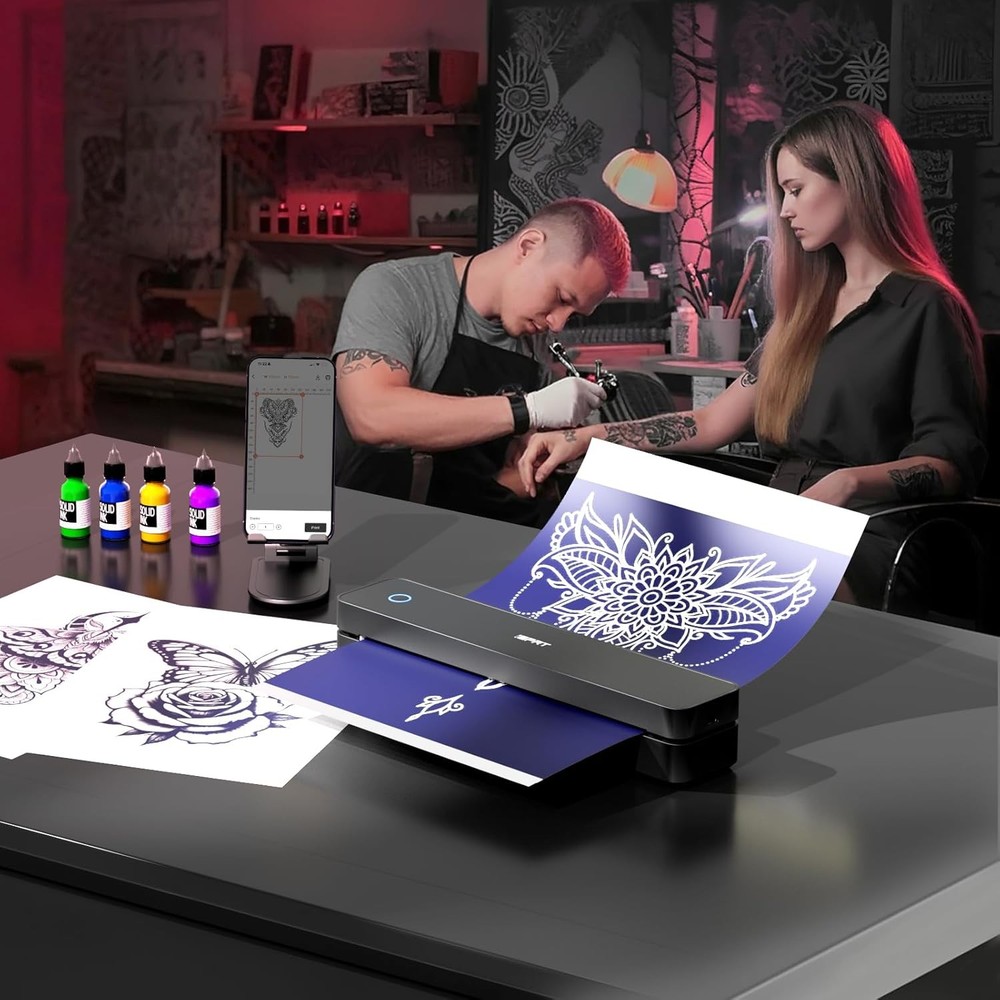 iDPRT Tattoo Stencil Printer,Wireless Thermal Printer with 10pcs Black