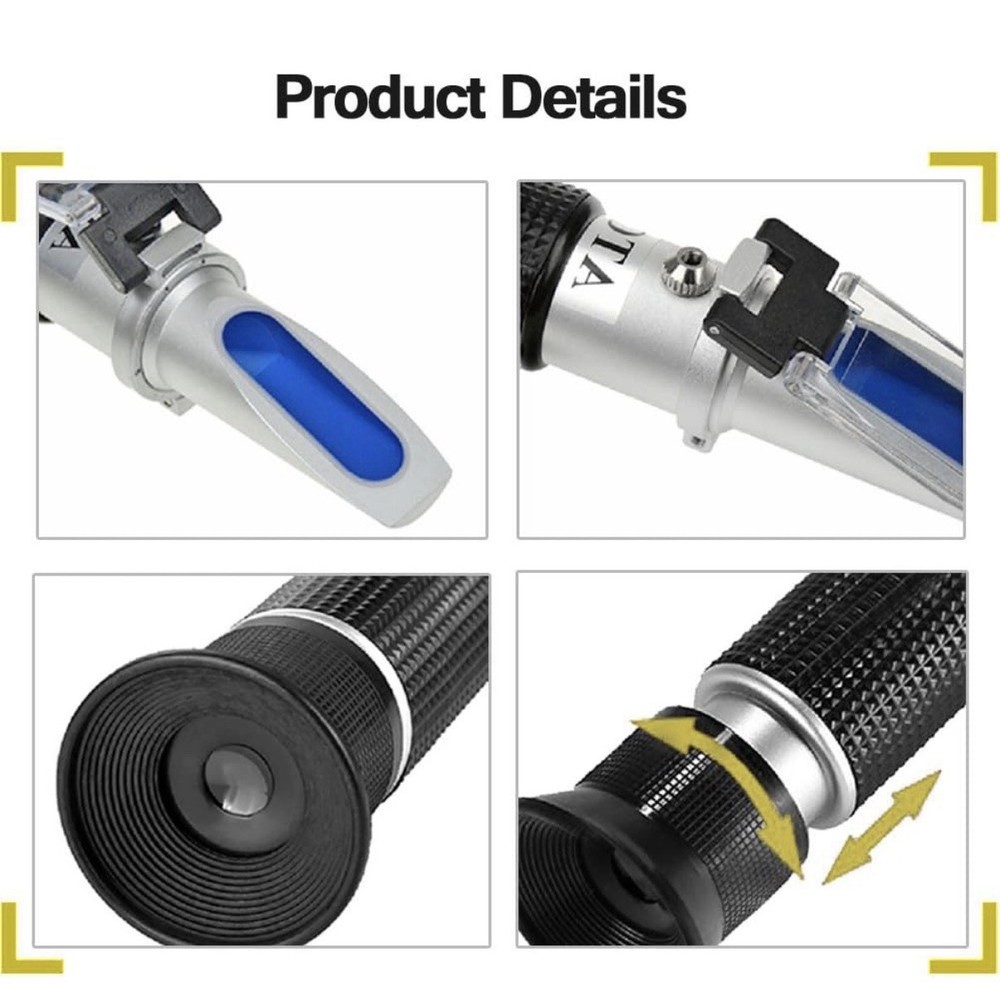 Brix Refractometer with ATC, Dual Scale - Specific Gravity & Brix, Hydrometer in