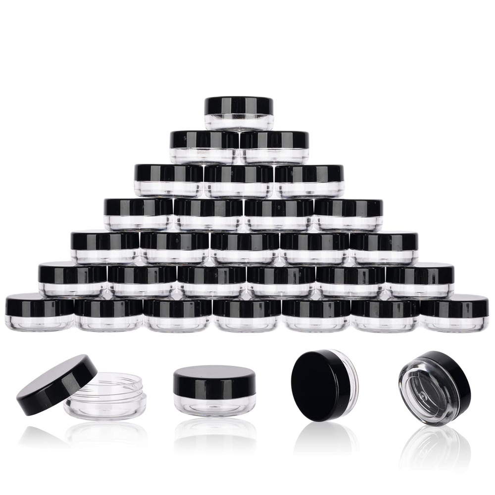 3 Gram Sample Containers with Lids, 100 Count Tiny Jars, Empty Lip Balm, Mini Co