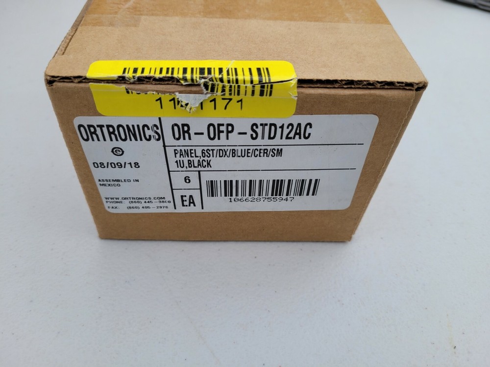 New Ortronics OR-OFP-STD12AC Adapter Panel W/ 6 Duplex Single Mode ST Connectors