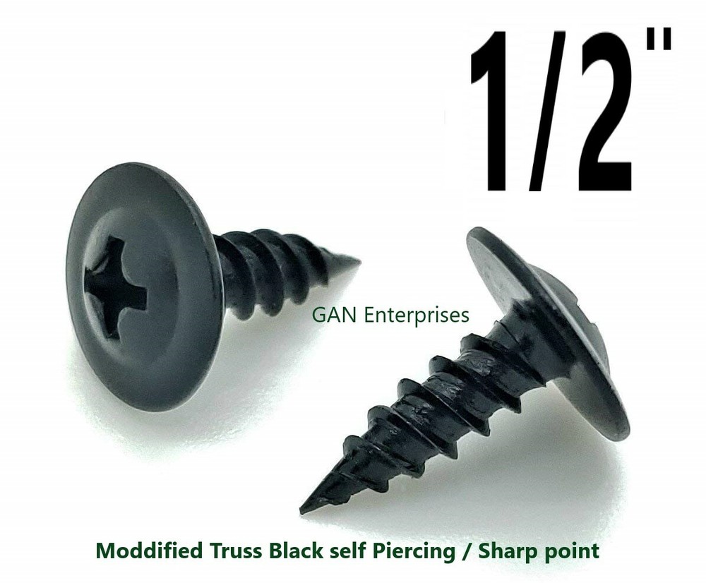 Modified Truss Head Self piercing sharp point Screws #8x 1/2"- 3" K-Lath Black