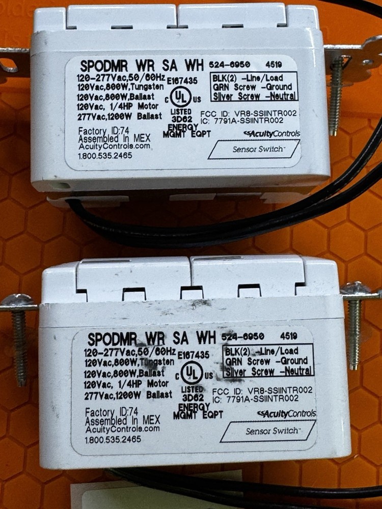 2 Count - Open Box Acuity Controls SPODMA SA WH White Wall Switch Auto-On