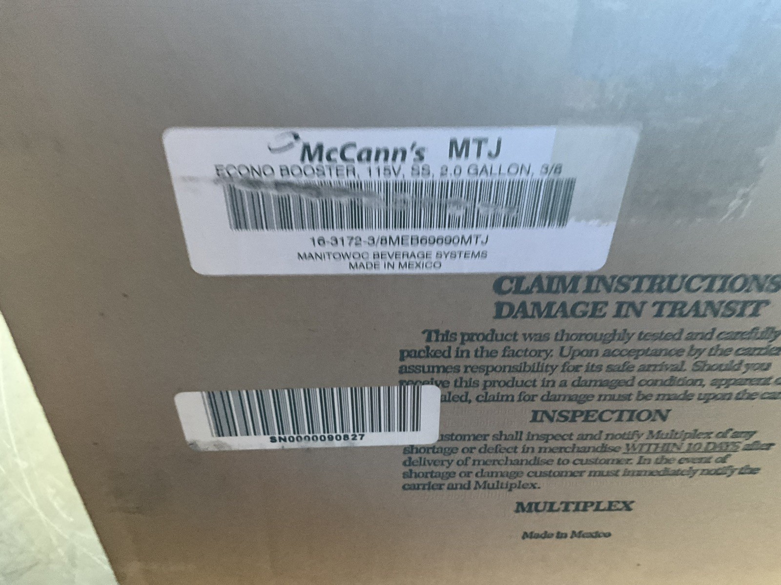 2023 McCann's 2.0 Econo Booster MTJ 2 Gallon Water Boost System Fountain Drink B